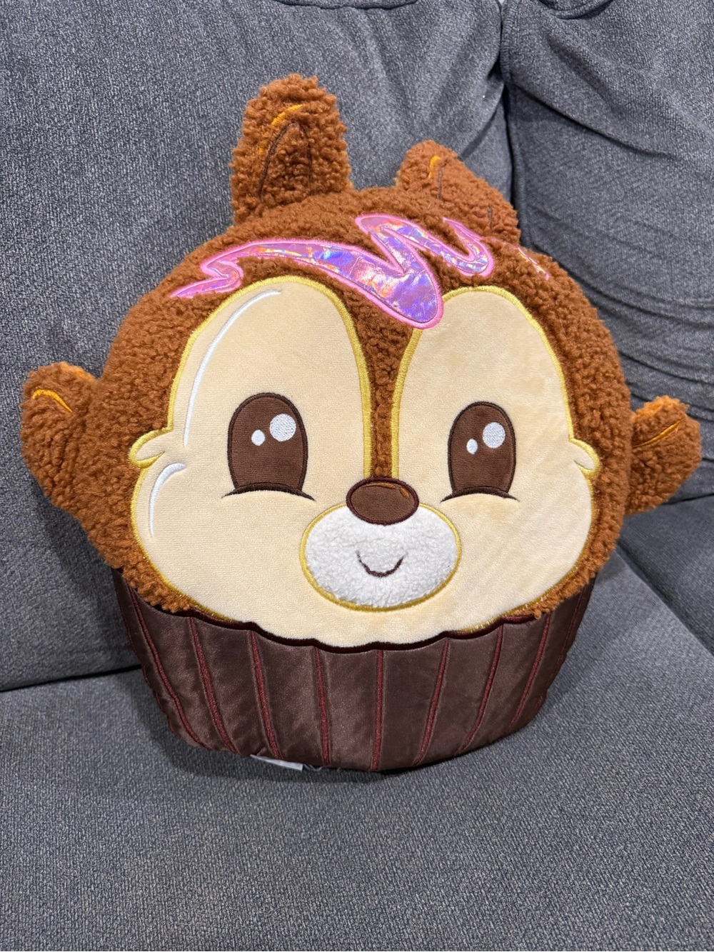 Disney Brown Chip and Dale Plush Pillow with Pink Accent